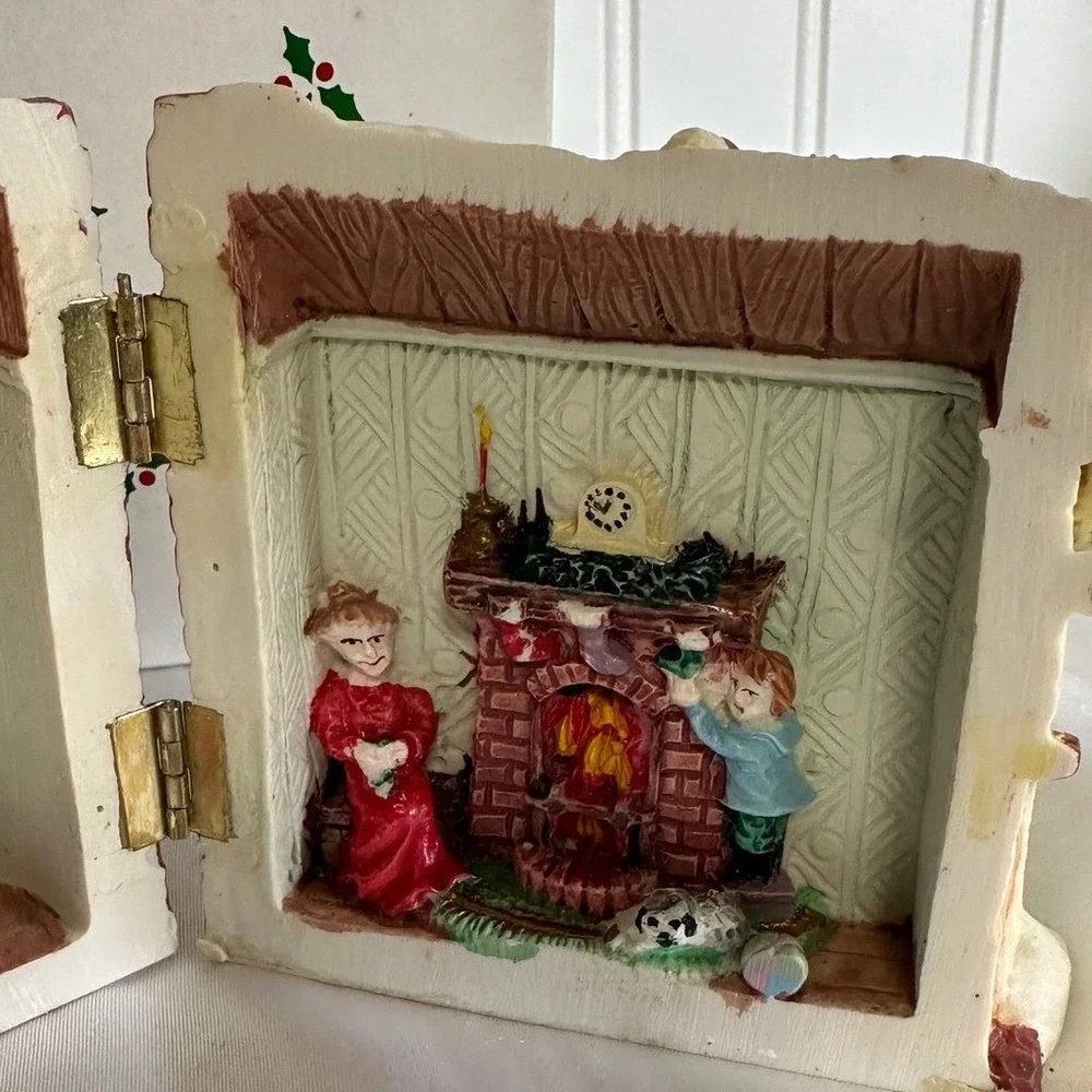 Unbranded Hinged Christmas Figurine‎ Set Multicolor Excellent Hinged Resin Vntge